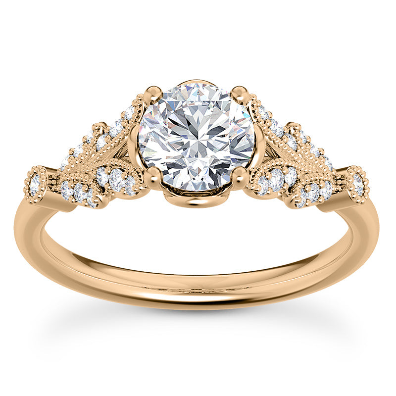 Vintage Style Engagement Ring Floral Accented - Palma