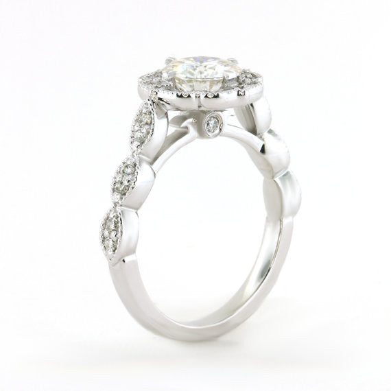 Vintage Style Moissanite Engagement Ring - Maria - Moissanite Rings