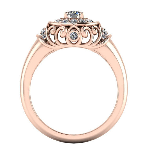 Vintage Style Rose Gold Engagement Ring - The Quest - Moissanite Rings