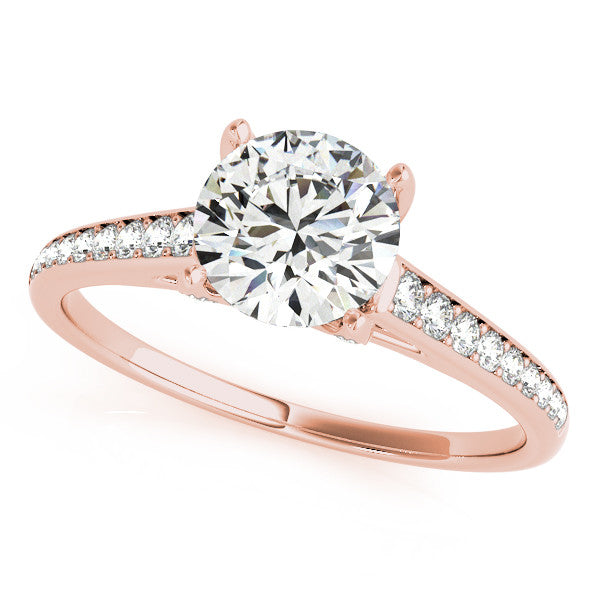 Diamond Accented Moissanite Center Engagement Ring - Fina - Moissanite Rings