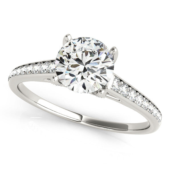 Diamond Accented Moissanite Center Engagement Ring - Fina - Moissanite Rings