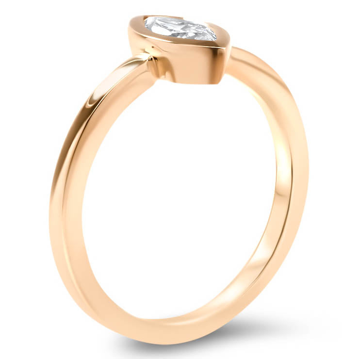 Bezel Set Marquise Cut Moissanite Engagement Ring - Navette - Moissanite Rings