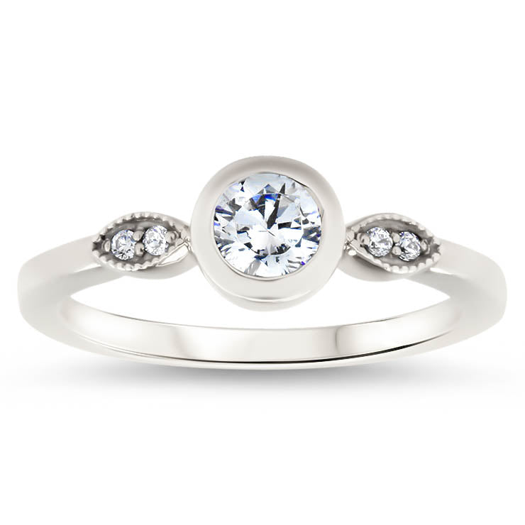 Bezel Set Moissanite Engagement Ring Diamond Setting - Emily - Moissanite Rings