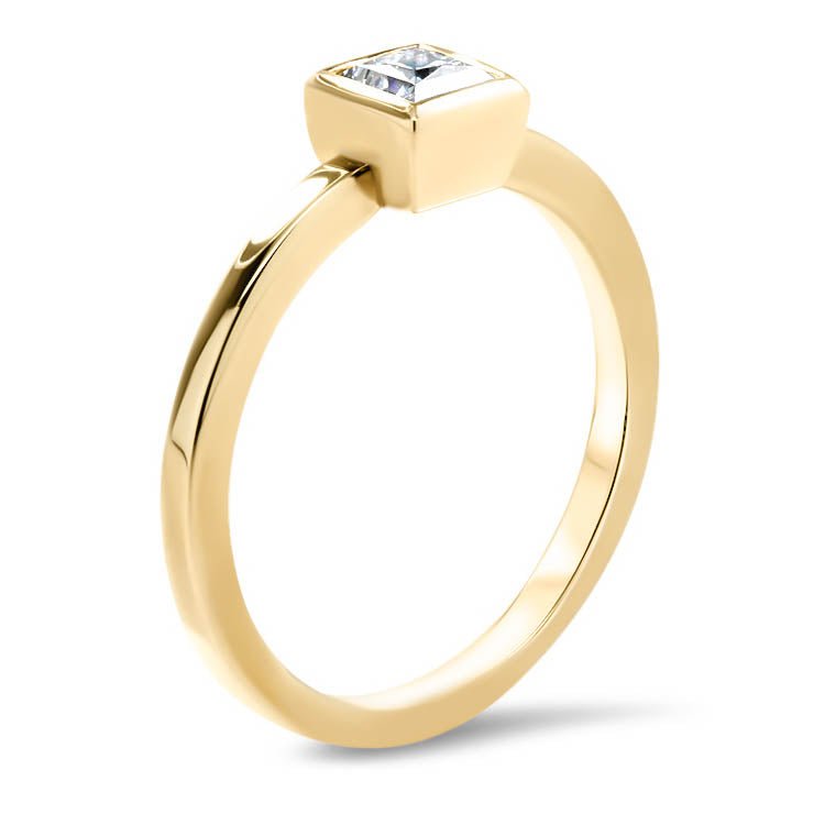 Princess Cut Moissanite Engagement Ring Thin Band Bezel Set Ring - Meghan - Moissanite Rings
