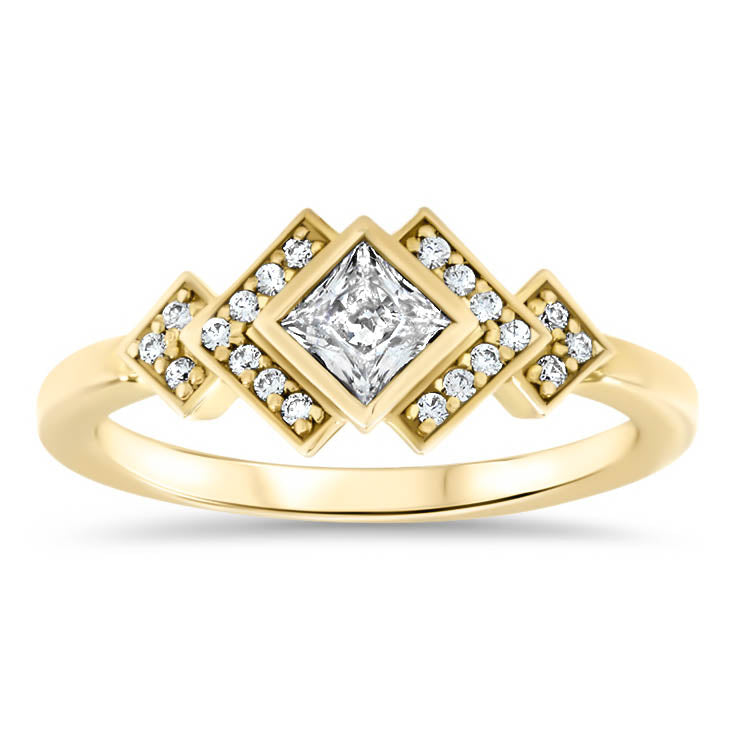 Princess Cut Bezel Set Moissanite Engagement Ring Diamond Setting Kite Set Stone - Empire - Moissanite Rings