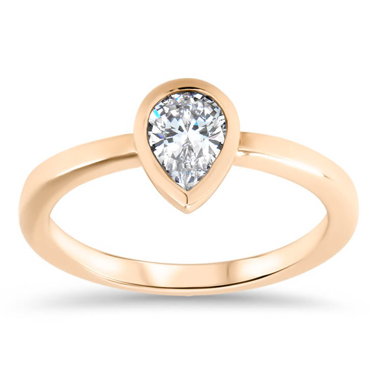 Pear Shape Forever One Moissanite Engagement Ring Bezel Set Ring - Drop - Moissanite Rings