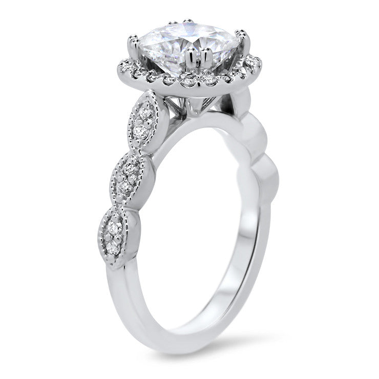 Forever One Moissanite Engagement Ring Diamond Halo Setting - Sweetie - Moissanite Rings