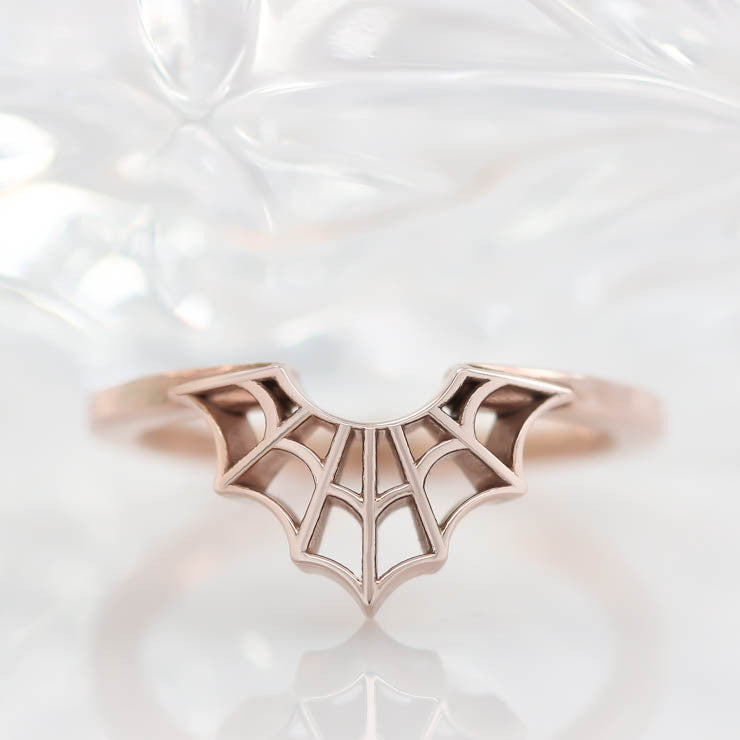 Spider Web Wedding Band  Web Ring Curved Band - Web - Moissanite Rings