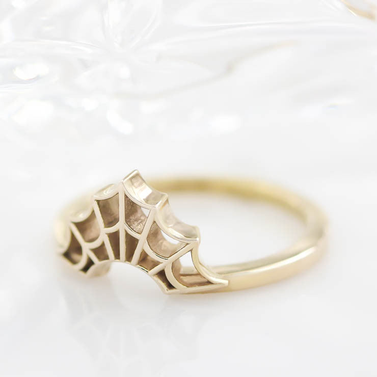 Spider Web Wedding Band  Web Ring Curved Band - Web - Moissanite Rings