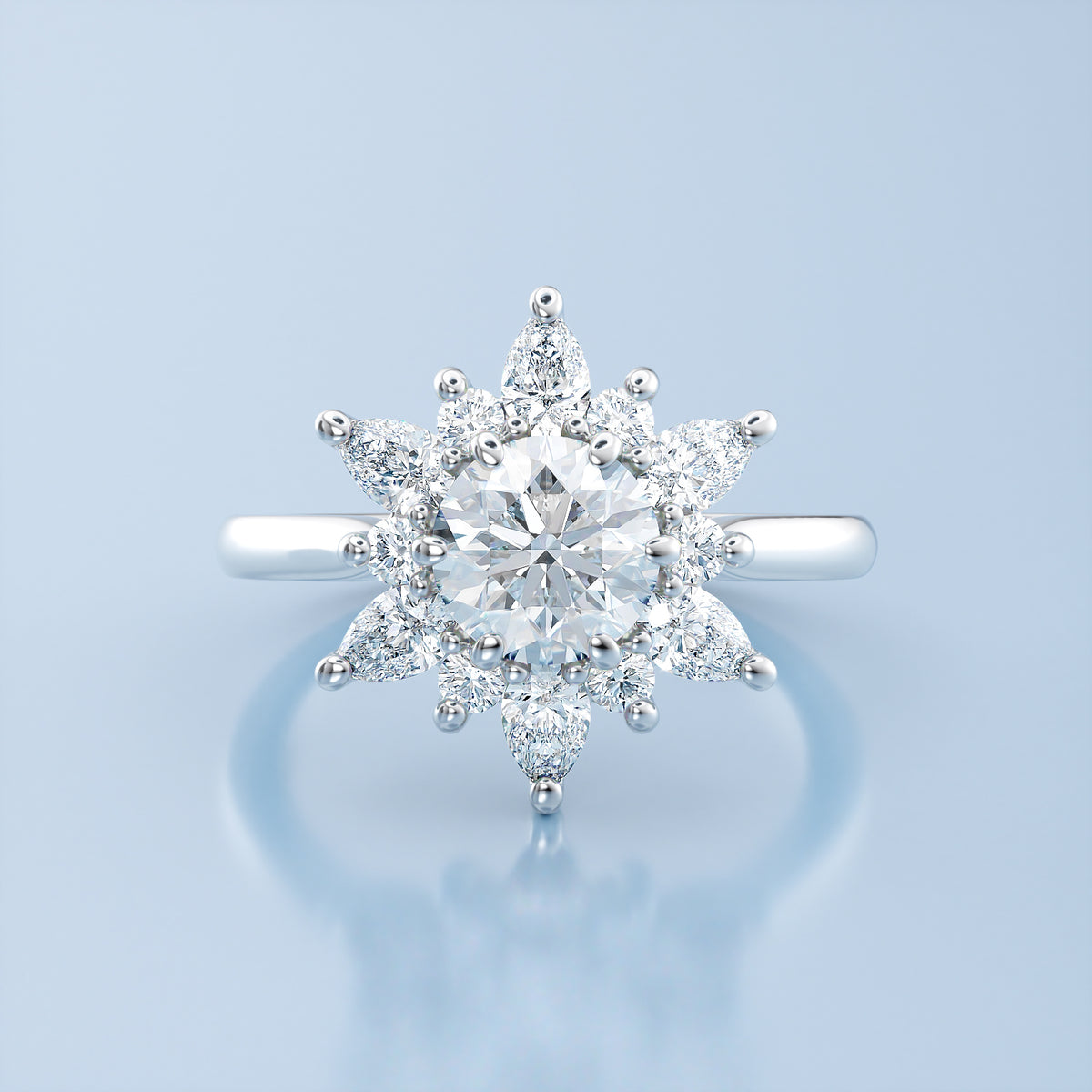Mixed Cut Snowflake Engagement Ring - Snowflake North Star All Moissanite