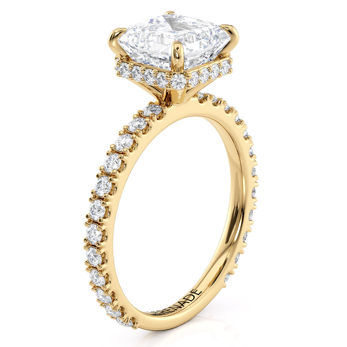 Hidden Halo Asscher Cut Engagement Ring- Faustina