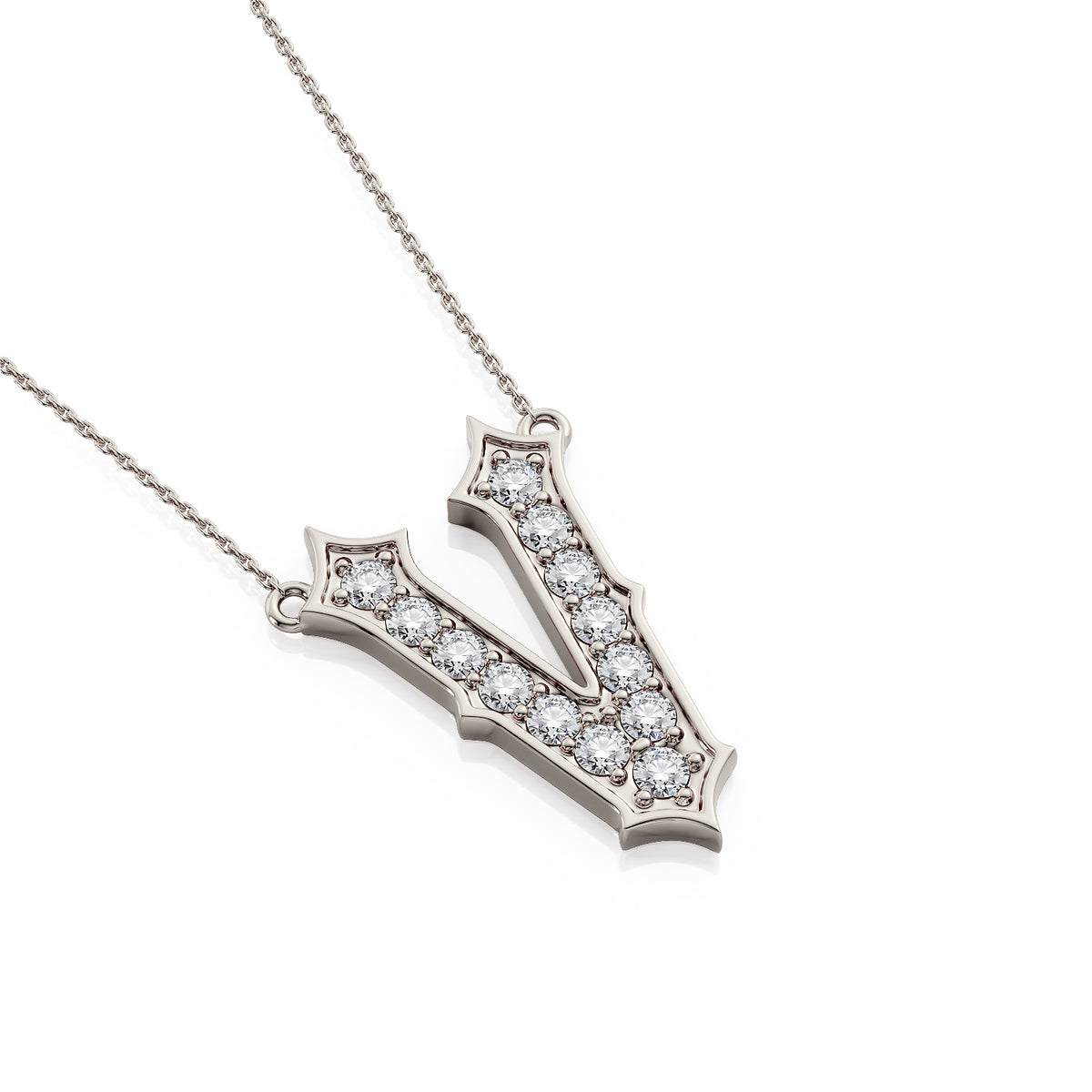 Gothic Diamond Initial Pendant