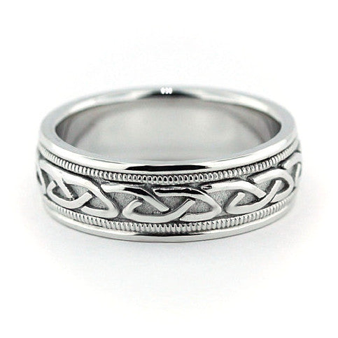 Men's Wedding Band -  Celtic Knot - Moissanite Rings