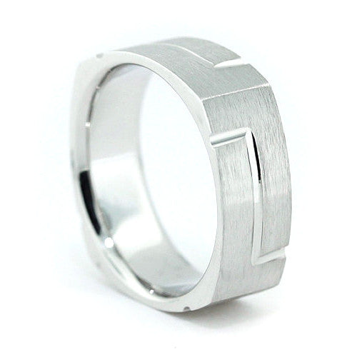 Men's Square Shape Wedding Band - Perfect Fit - Moissanite Rings