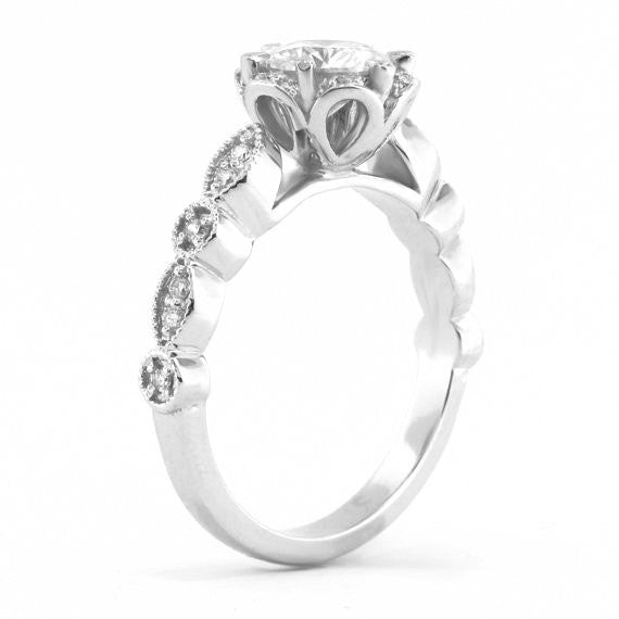 Vintage Style Floral Moissanite Engagement Ring - Blooming Bliss - Moissanite Rings
