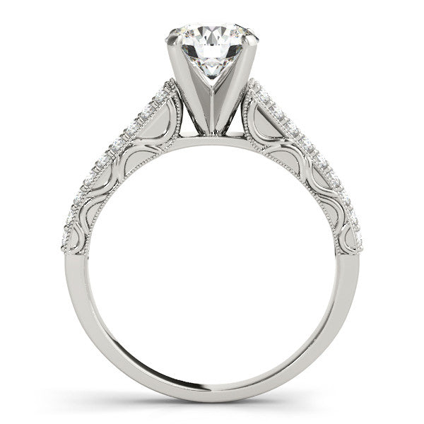 Double Diamond Band Moissanite Engagement Ring and Matching Diamond Wedding Band  - Delilah - Moissanite Rings