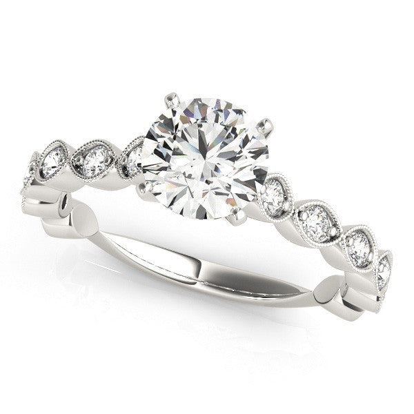 Diamond Engagement Ring Setting Moissanite Center - Sunnie - Moissanite Rings