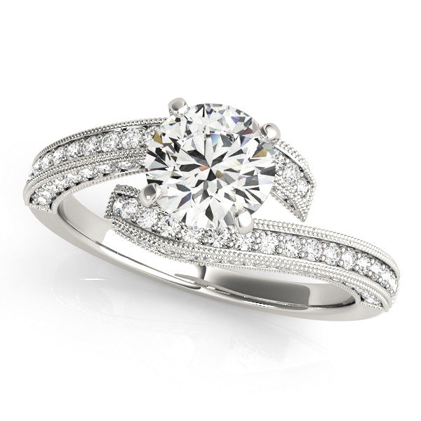 Diamond Engagement Ring Setting Moissanite Center - Liz - Moissanite Rings