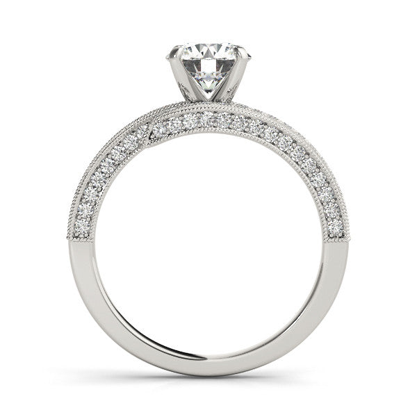 Diamond Engagement Ring Setting Moissanite Center - Liz - Moissanite Rings