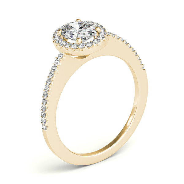 Oval Moissanite Engagement Ring Diamond Halo Setting - Olive - Moissanite Rings