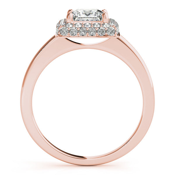 Princess Cut Bezel Set Diamond Halo Engagement Ring - Belle - Moissanite Rings