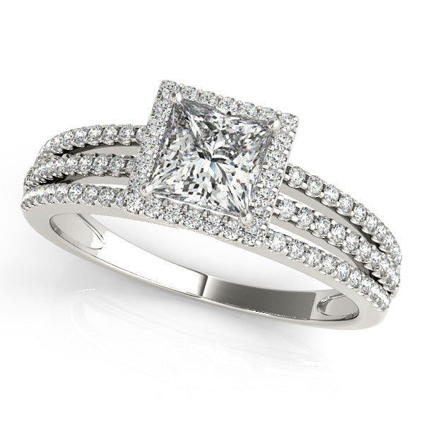 Princess Cut Moissanite Center Engagement Ring Diamond Setting - Rain - Moissanite Rings