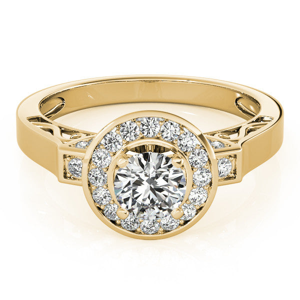 Sculpted Diamond Halo Moissanite Engagement Ring - - Moissanite Rings