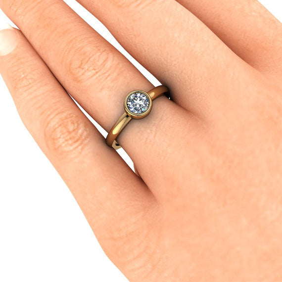 Bezel Set Solitaire Moissanite Engagement Ring - I Will - Moissanite Rings