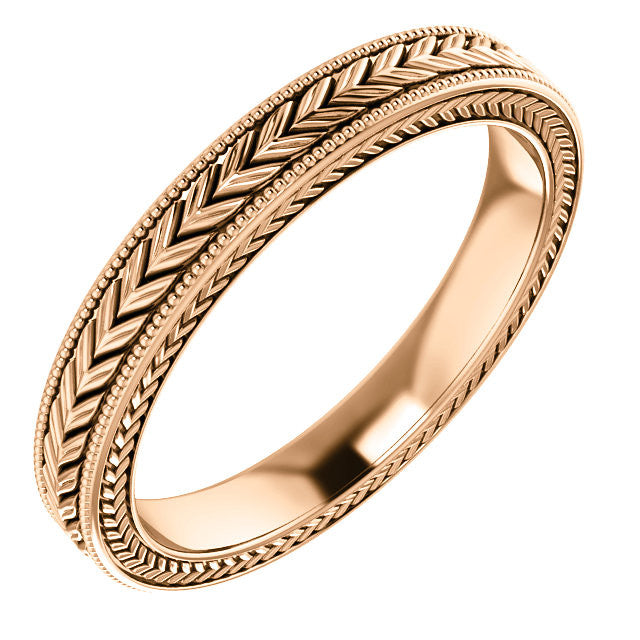 Engraved Solid Gold Wedding Band - Moissanite Rings