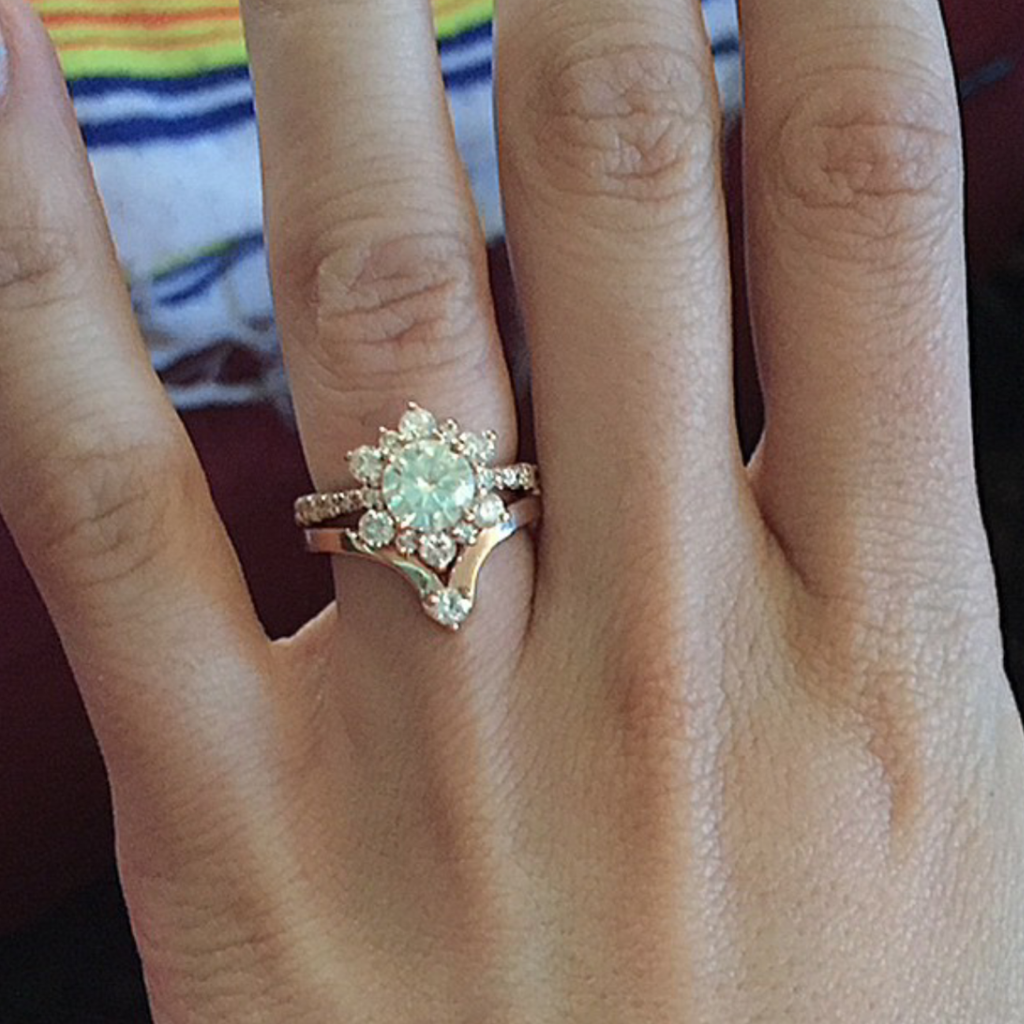Diamond Chevron Wedding Band (Engagement Ring Not Included) - Moissanite Rings