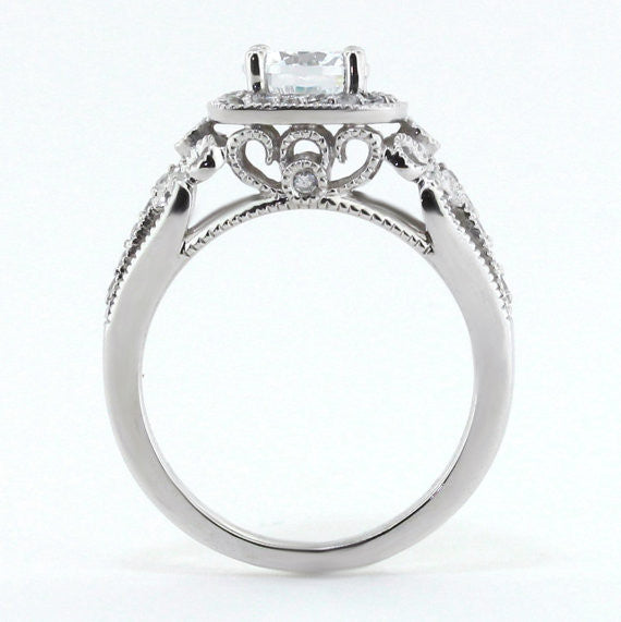 Vintage Style Halo Engagement Ring - Layne - Moissanite Rings